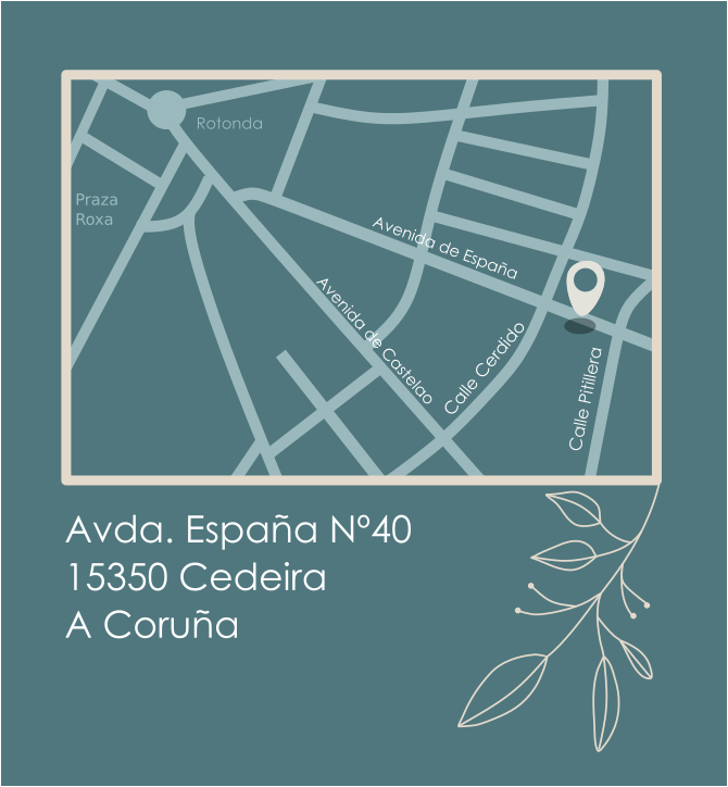 Mapa con la ubicación de los apartamentos turísticos, en el centro de Cedeira (avenida de España, número 40)